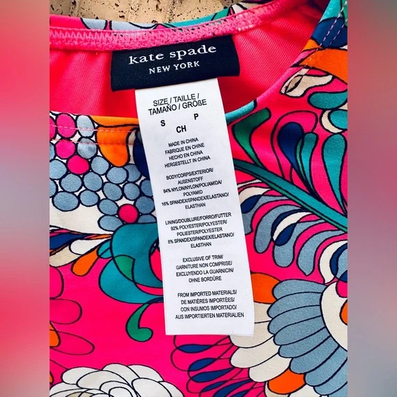 🆕 🔖 kate spade ♠️ Sea Garden Zip Up RashGuard Swimsuit✨Radiant Pink✨Small✨NWT! - Picture 11 of 16